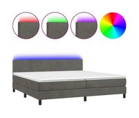 cama box spring colchon y led terciopelo gris oscuro 200x200 cm diseno plano