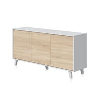aparador con gran espacio de almacenamiento 154 cm blanco brillo roble