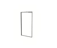 mampara de ducha fija borde de serigrafia negra vidrio antical 8mm con barra1 90cm perfil negro mate 68-70x200cm