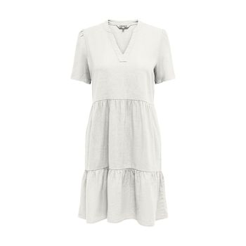 Only Vestido de lino corto con volantes de manga corta 15310970-ONLTIRI-CLOUD DANCER