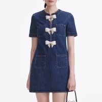 self-portrait denim mini dress - uk 10