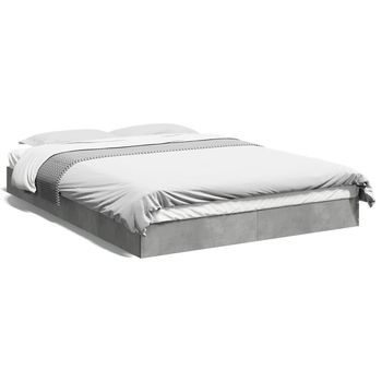 Cama Matrimonial | Cama Para Adultos | Estructura De Cama Madera De Ingeniería Gris Hormigón 140x200cm