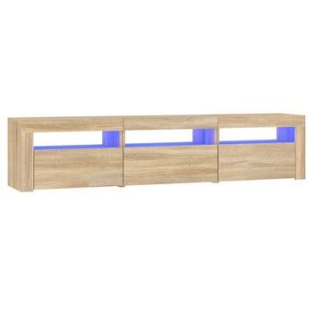 Mueble De Tv Con Luces Led Roble Sonoma 180x35x40 Cm Vidaxl