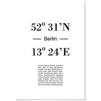 panorama cuadro de aluminio coordenadas ciudad de berlin 70x100 cm