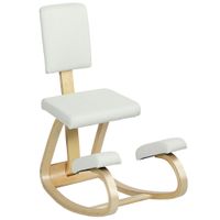 homcom silla ergonomica de rodillas con respaldo cojines acolchados marco de madera para una mejor postura oficina crema   aosom espana