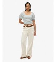 superdry para mujer w6011857a top smocked woven azul xs casual viscosa manga corta