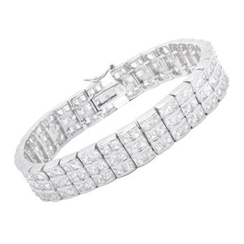 Pulsera exclusiva piedras de circonita plateadas
