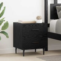 mesita de noche - mueble de dormitorio - madera y acero - roble negro 40x35x475cm