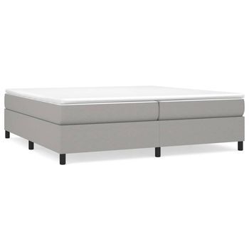 Cama Tapizada 203x200x35 Cm Tejido (100 % Poliéster), Contrachapado Y Madera Tratada - Gris