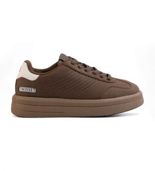 Twinset para mujer. 252TGT01E Zapatillas casual marrón (38), 1 a 3cm, Cordones