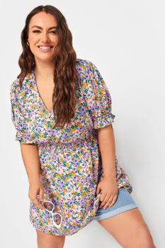 Limited Collection Top Peplum Floral Con Cintura Fruncida, Mujer Curvy Y Tallas Grandes, Yours