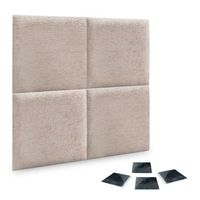dhome juego de 4 paneles tapizados de lana ecologica pack autoadhesivos para pared acusticos absorbentes proteccion beige 60x60cm x4