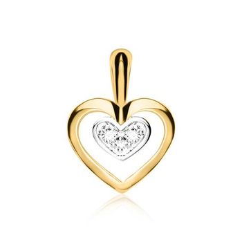Colgante de corazón para mujer en oro 14 quilates con diamantes