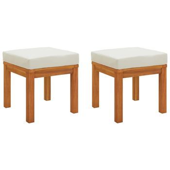 Taburetes De Jardín Con Cojines 2 Uds Madera Acacia 40x40x42 Cm Vidaxl