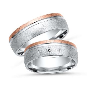 Alianzas 18 quilates oro blanco-rojo 3 diamantes
