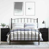mesitas de noche - mueble para dormitorio - madera y hierro - roble negro 40x36x60cm
