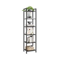 libreria de 6 niveles marron rustico y negro negro ebano  negro
