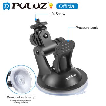 Soporte de ventosa para coche PULUZ, tornillo, adaptador de montaje para trípode y bolsa de almacenamiento para GoPro / Insta360 X6 X5 / DJI y otras cámaras de acción.