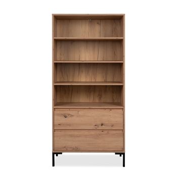Aparador alto 2 cajones - acabado madera clara - 77,5 x 165 cm