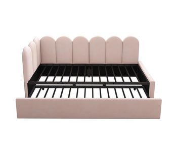 Cama diván 90x200 cm - sofá cama con cama extraíble 90x190 cm, cama infantil con somier, terciopelo, rosa