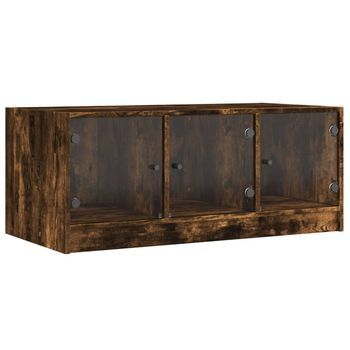 Mesa De Centro，mesa Auxiliar，mesa De Café Con Puertas De Vidrio Roble Ahumado 102x50x42 Cm