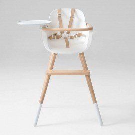 TRONA (INCLUYE BANDEJA) MICUNA OVO ORIGINAL ONE LUXE BLANCO/NATURAL CORREAS POLIPIEL BEIG