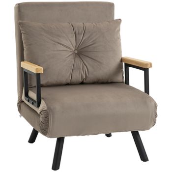 HOMCOM Sofá Cama Acolchado 3 en 1 con Respaldo Reclinable en 5 Posiciones y Cojín, 63x73x81 cm, Gris   Aosom España