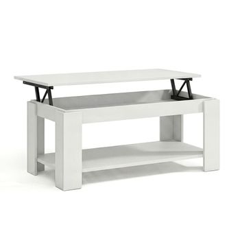 Mesa de centro elevable con almacenaje 102x43-54 cm blanco