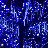 tubo de 30 cm led luces de lluvia de meteoros luces de cadena solares luces exteriores impermeables luces de lluvia de ducha para boda de navidad
