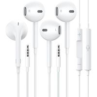 temco pack de 2 auriculares ergonomico con cable estereo con aislamiento de ruido jack de 35 mm con control de volumen de microfono 12m de cable auriculares intrauditivos para