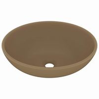 lavabo de lujo ovalado ceramica crema mate 40x33 cm vidaxl