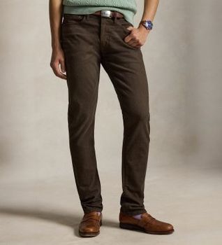 Polo Ralph Lauren para hombre. 710956083501 Jeans Sullivan Slim Fit elásticos marrón (32/32), Casual, Algodón