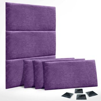 Dhome Juego De 6 Paneles Tapizados De Tela Autoadhesivos Para Pared Acústicos Absorbentes Protección Impactos Cabeceros (lila, 60x40cm, X6)