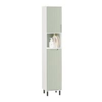 mueble columna de bano con 1 cesto para ropa sucia armario alto para bano estanterias de bano con 1 puerta y 3 estantes 31 x 30 x 167 cm verde bzr137-gr sobuy es