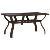 mesa de jardin  mesa de exterior acero y vidrio marron y negro 140x70x70 cm