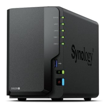 NAS de Escritorio Synology DS225+ 2 Bahías Intel Celeron J4125 2GB DDR4 Dual LAN Backup Nube