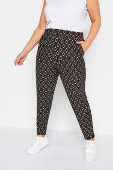 Yours Pantalones Doble Pinza Estampado En Blanco Y Negro, Mujer Curvy Y Tallas Grandes, Yours