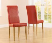 albany red faux leather dining chairs - red
