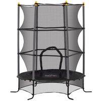 homcom trampolin infantil cama elastica para ninos de 3 anos con red de seguridad marco de acero carga 50 kg o163x190 cm negro   aosom espana