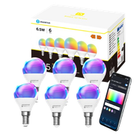 aigostar bombilla inteligente bombilla wifi g45 e14 65w bombilla led inteligente rgbcw compatible con alexagoogle home no se requiere concentrador control remotocontrol de voz 6 unidads