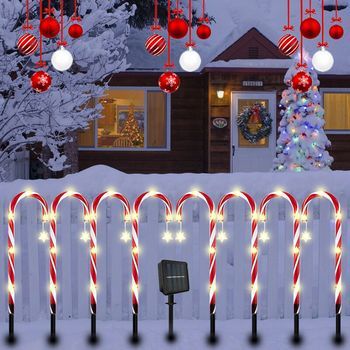 Decoración Navideña: 8 Luces De Pan De Jengibre Con Energía Solar, 8 Modos De Luz, Marcadores De Pan De Jengibre, Luces Led Decorativas Para Jardín -