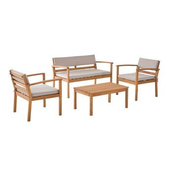 Conjunto De Jardín De Madera De Acacia, 4 Plazas, Marrón