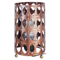 lampara de mesa cilindro metal marron