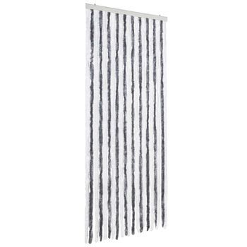 Cortina Mosquitera Gris Y Blanco Chenilla 90x220 Cm Vidaxl