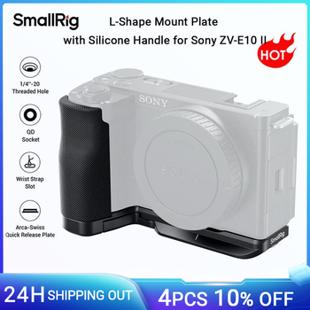 Placa de Montaje en Forma de L SmallRig ZV-E10 II con Empuñadura de Silicona, Agarre para Sony ZV-E10 II, Placa de Liberación Rápida Integrada para Arca