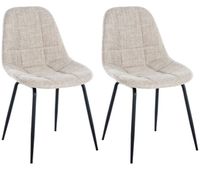 set de 2 sillas de comedor tom en tela o polipiel crema 52x46x82 cm