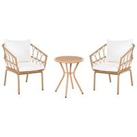 conjunto de muebles de balcon 2 sillas y una mesa de centro de metal para exterior ratan sintetico marron claro ferla