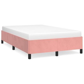 Cama Matrimonial | Cama Para Adultos | Estructura De Cama De Terciopelo Rosa 120x200 Cm