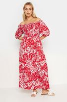 yours vestido largo nido de abeja de flores rojas y blancas mujer curvy y tallas grandes yours