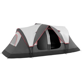 Outsunny Tienda de Campaña Plegable para 3-4 Personas con 2 Habitaciones y Bolsa de Transporte Impermeable 450x215x180 cm   Aosom España